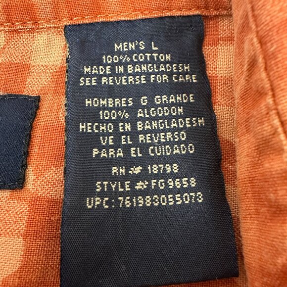 Rust Plaid Faded Glory Mens Button-Up Short Sleeve Shirt Size L - Picture 4 of 4